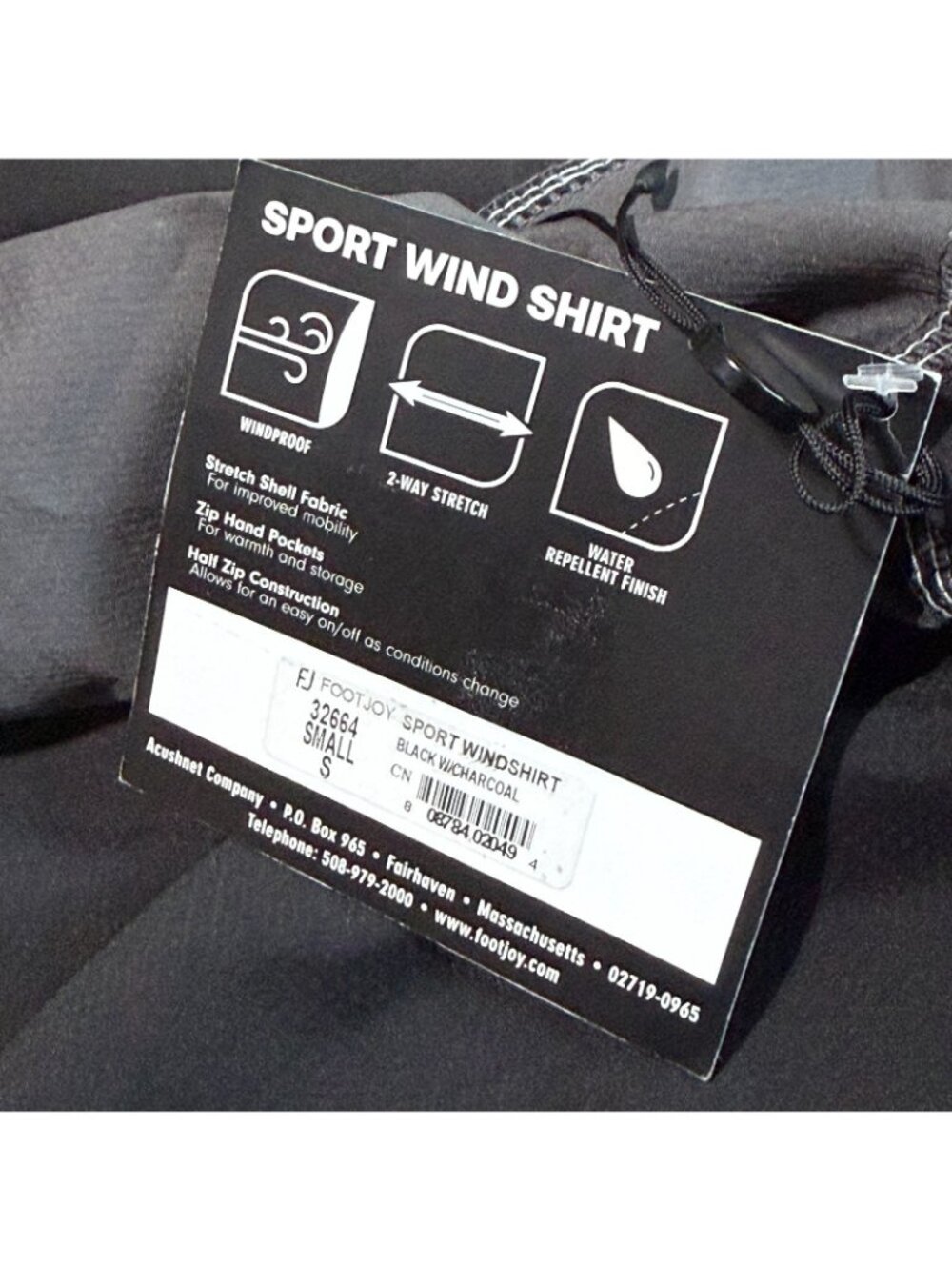 FootJoy Sport Windshirt Mens Small Black Charcoal Long Sleeve 1/2 Zip Golf NWT - Picture 10 of 11